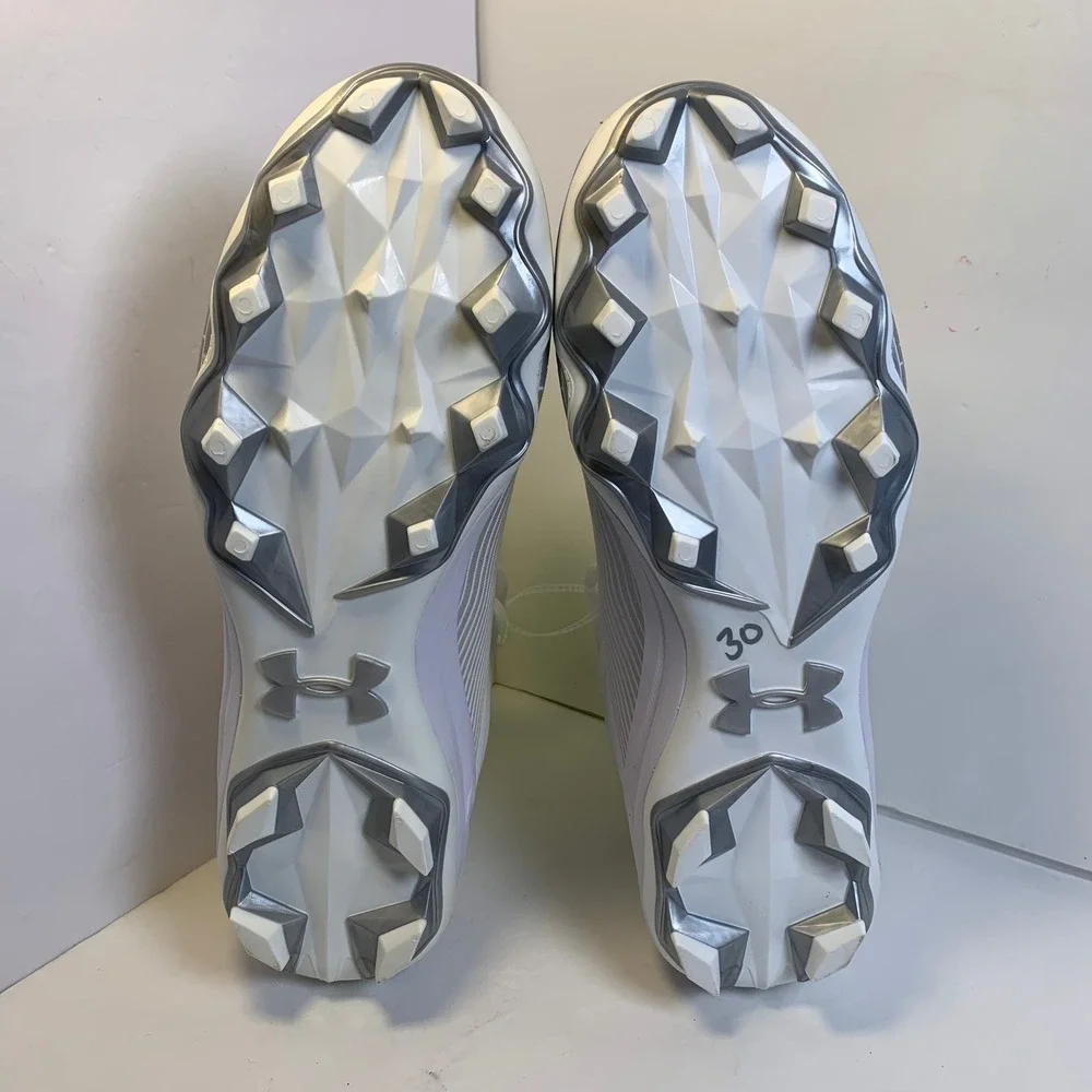Under Armour Spotlight 4 MC 3027306-100 White Neon Chartreuse Cleats 11.5